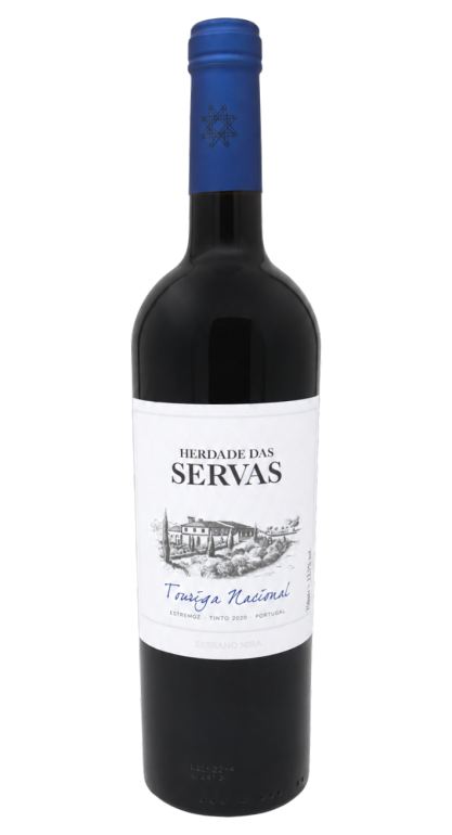 Bottle of Herdade das Servas Touriga Nacional 2020 red wine